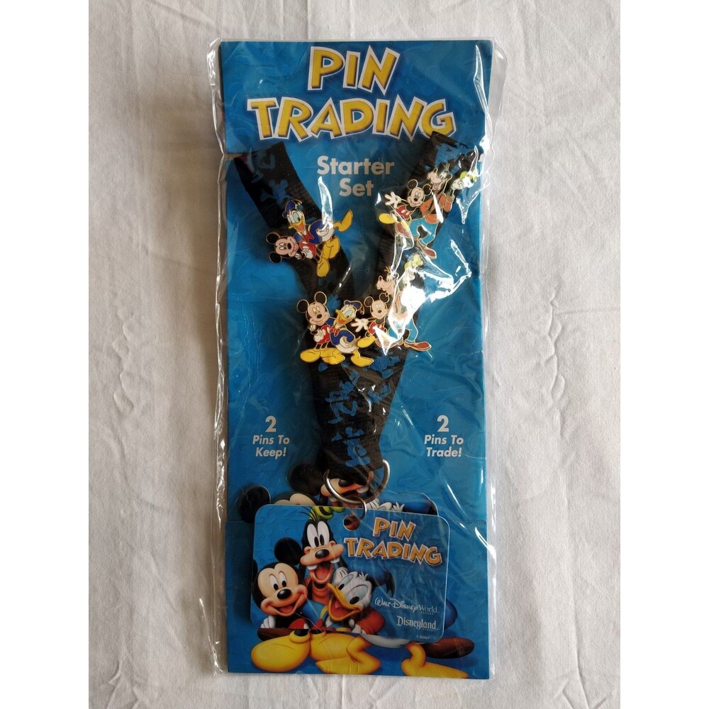 Disneland Disney World Lanyard Mickey Goofy Donald Friends 4-pin Starter Set